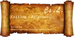 Csillag Líviusz névjegykártya